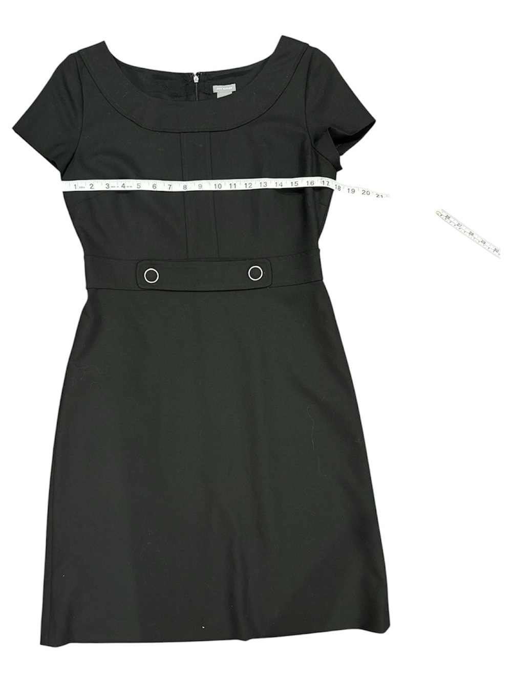 Ann Taylor Black Cap-Sleeve, Scoop Neck Sheath Dress EUC!! - Picture 2 of 5